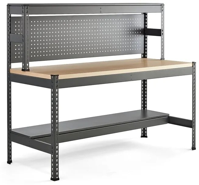 Dielenský stôl COMBO, tvrdená doska, s panelom na náradie a svetlom