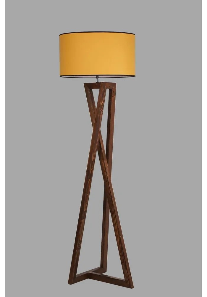 Stojacia lampa v horčicovej a hnedej farbe s textilným tienidlom (výška 149 cm) Maçka – Opviq lights