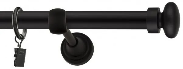 Dekorstudio Garniža jednoradová FLAT čierna matná 19mm Dĺžka: 140cm, Typ uchytenia: Držiak otvorený, Typ príslušenstva: Krúžky tiché so štipcami