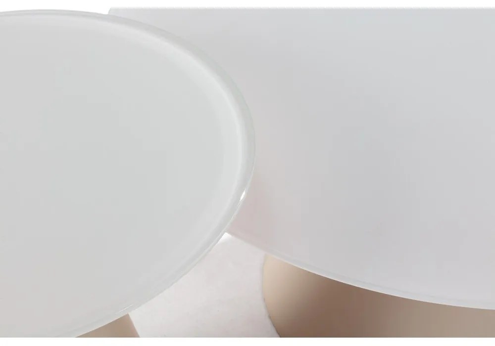 Krémovobiele okrúhle konferenčné stolíky v súprave 2 ks so sklenenou doskou ø 80 cm Vida – MOME