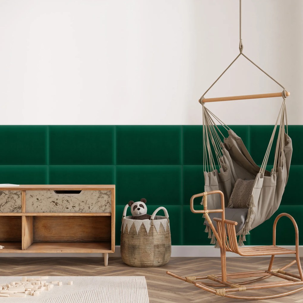 Zamatový čalúnený panel - Obdĺžnik - 50x40cm Farba: Fľaškovozelená