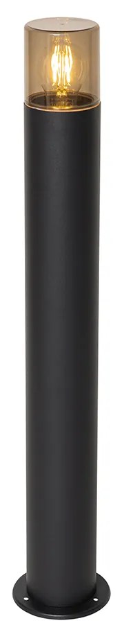 Stojaca vonkajšia lampa čierna s dymovým tienidlom 70 cm - Odense