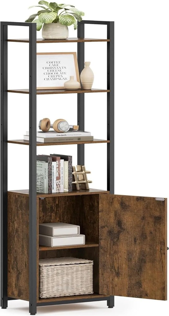 6-poschodová knižnica 24 × 40 × 159,5 cm, v hnedej a čiernej farbe