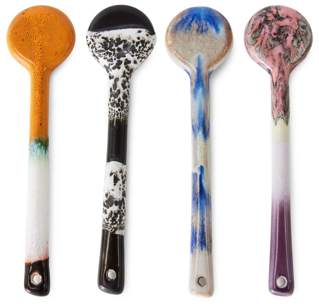 HK living Kameninová lyžička 70's Force Medium – set 4 ks