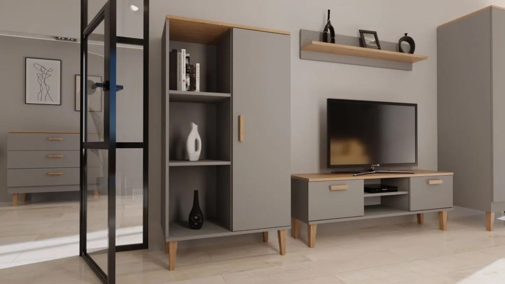 Polica DENVER - šedá