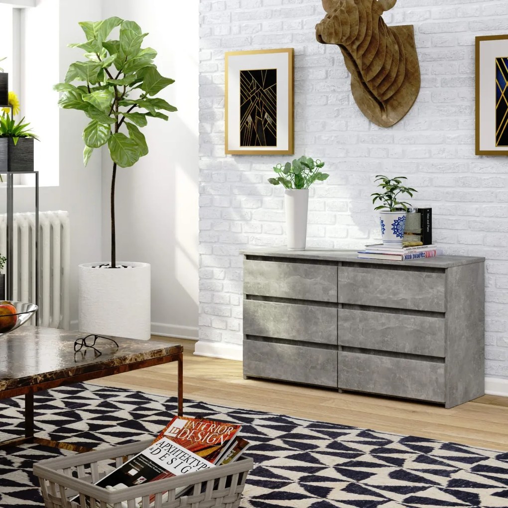 Komoda CL 100 cm 6 zásuviek betón