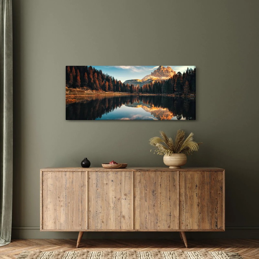 Obraz - Alpy, Taliansko, Dolomity, Lago Antorno (120x50 cm)