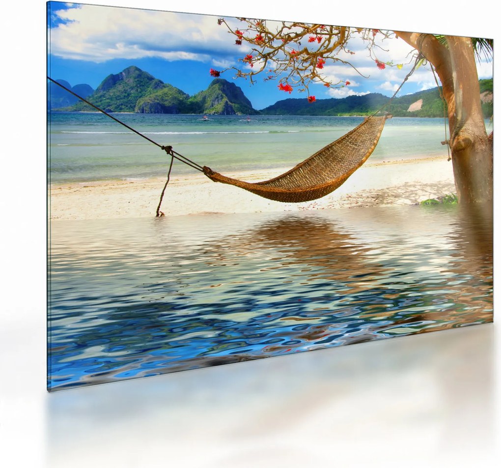 Sklenený obraz - Relax na pláži (70x50 cm)