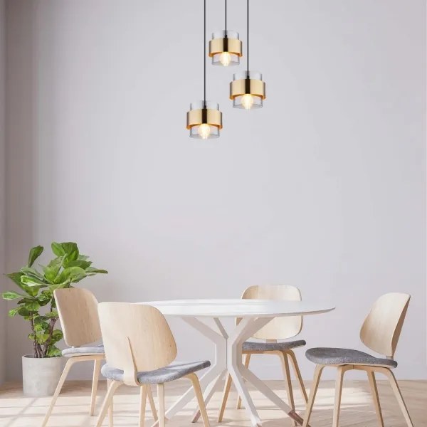 Globo 15560-3H - Luster na lanku MILEY 3xE27/60W/230V čierna/mosadz