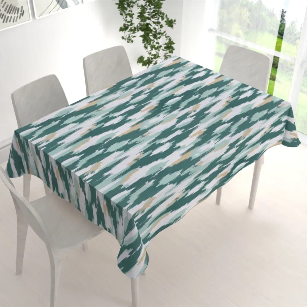Biante Zamatový obdĺžnikový obrus Tamara TMR-025 Zeleno-béžovo-biele žíhané pásy 50x100 cm