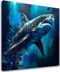 Dekoratívna maľba na plátne - PREMIUM ART - Shark Force in Dark Water