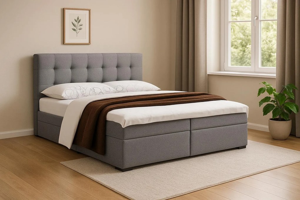 Manželská posteľ Boxspring 180 cm Fade 2 (sivá) (s matracom a úložným priestorom). Vlastná spoľahlivá doprava až k Vám domov. 1046502