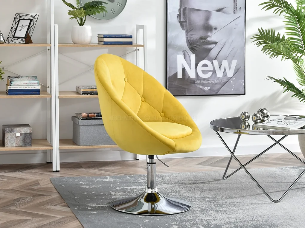 Kreslo Lush 3 (žltá + chrómová). Vlastná spoľahlivá doprava až k Vám domov. 1110238