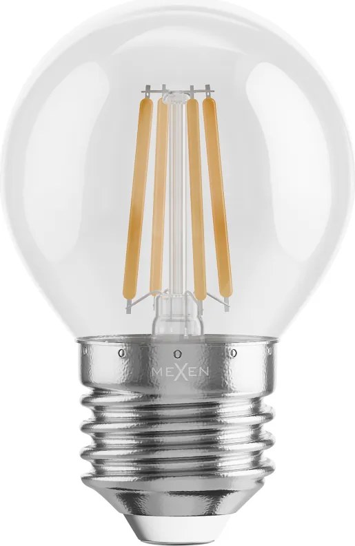 Mexen Vintis, LED filamentová žiarovka E27, G45, 6 W, teplá biela 2700K, číra, L156-E27-0627-00