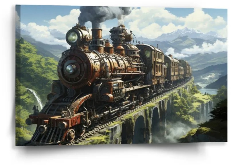 Sablio Obraz Parná lokomotíva na viadukte - 60x40 cm