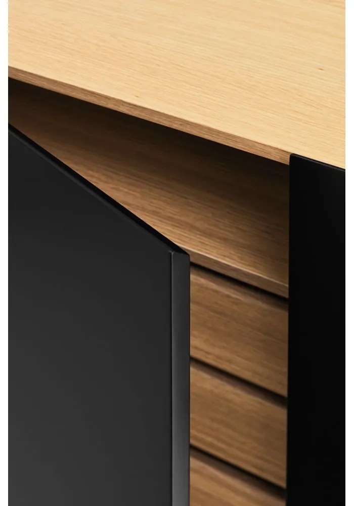 Čierna/v prírodnej farbe nízka komoda v dekore duba 110x85 cm Arista – Teulat