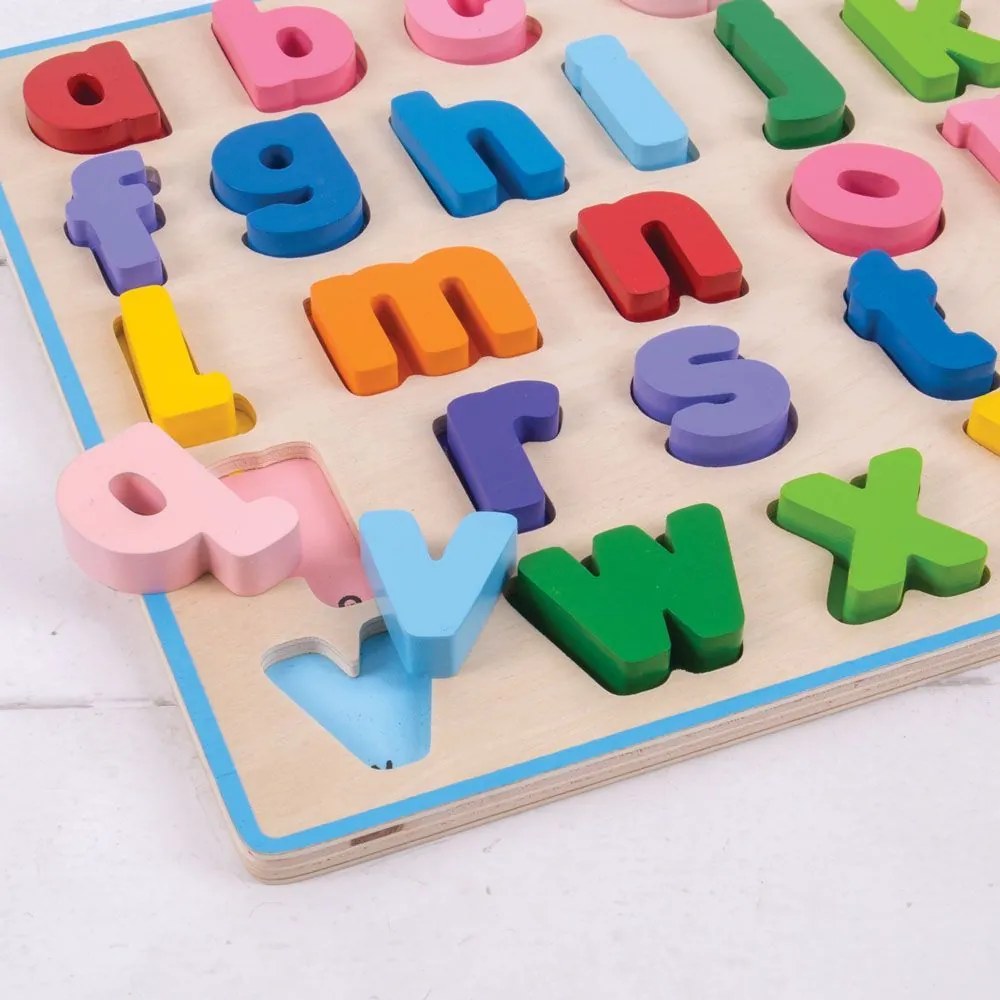 Bigjigs Baby Drevené puzzle Abeceda Malé písmená