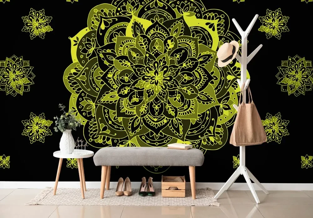 Tapeta žltá Mandala