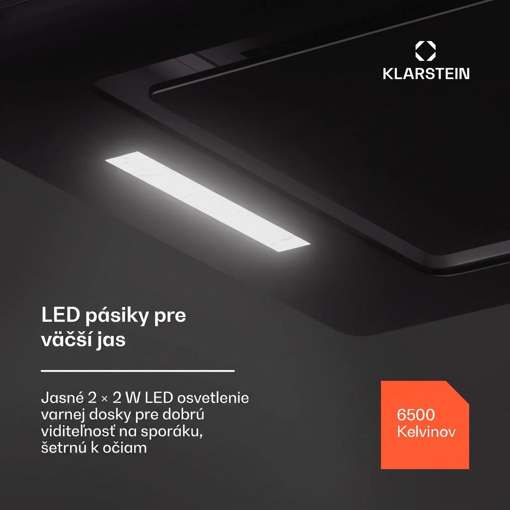 Klarstein Hektor Eco, digestor, 52 cm, 466 m³/h, dotykové ovládanie, sklo