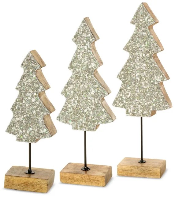 Vianočná dekorácia FIG 14 svetlohnedá / strieborná (2 ks)