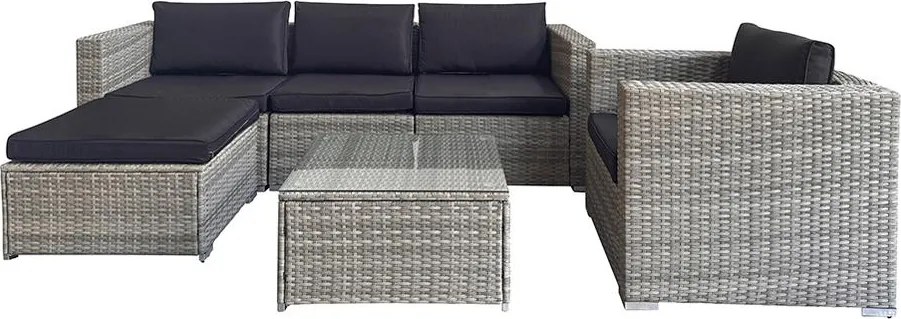 Rohová ratanová súprava Avenberg MONTE - šedá / čierna