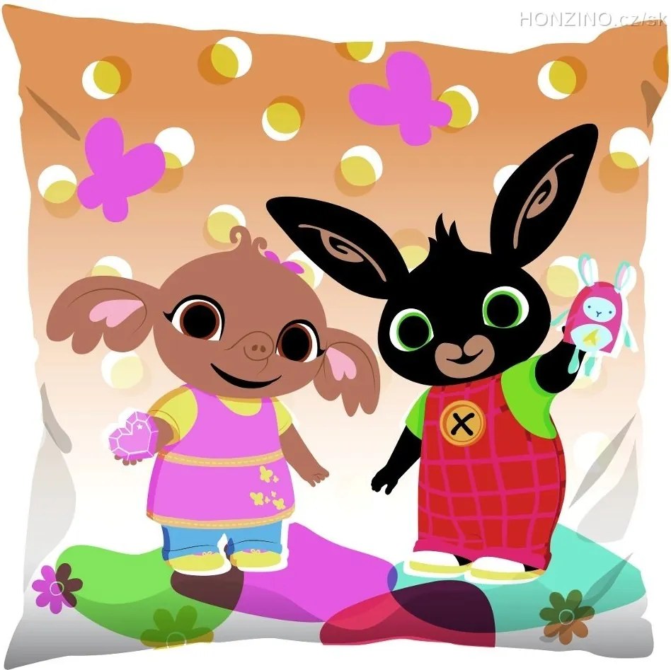 Detský obojstranný vankúš zajačik Bing a slonica Sula - 40 x 40 cm