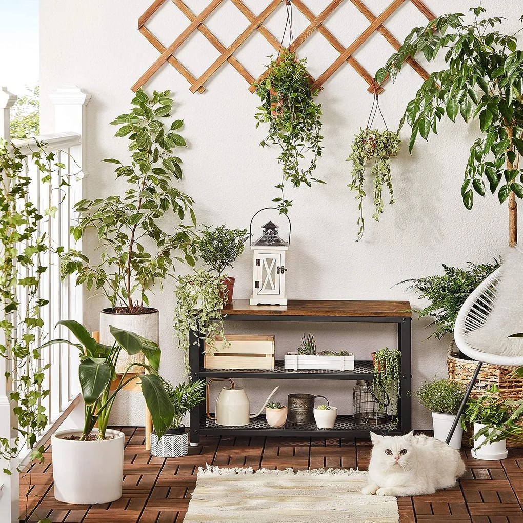 Vasagle Lavica do predsiene s priestorom na topánky INDY, 73x30x45cm, hnedá/čierna