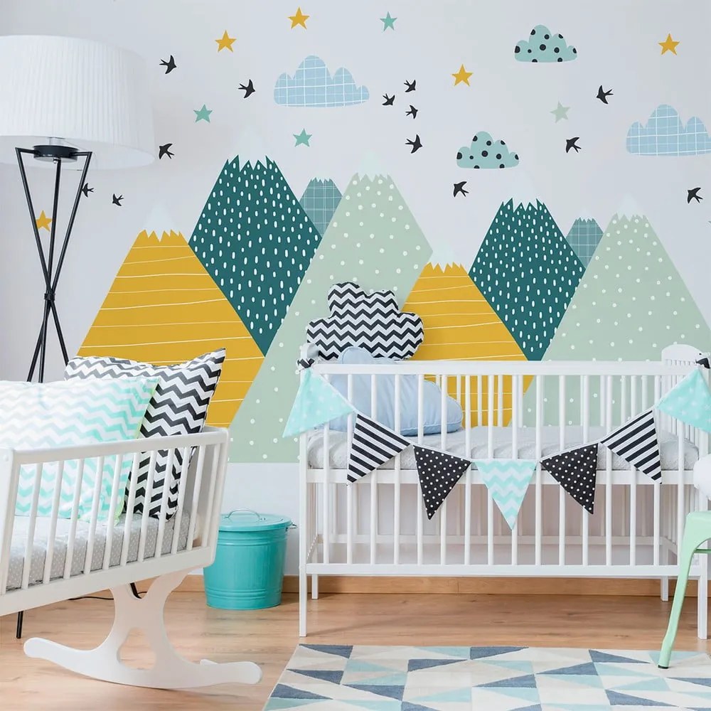 Nástenná samolepka Ambiance Giant Kid Sticker Scandinavian Mountains Ziska