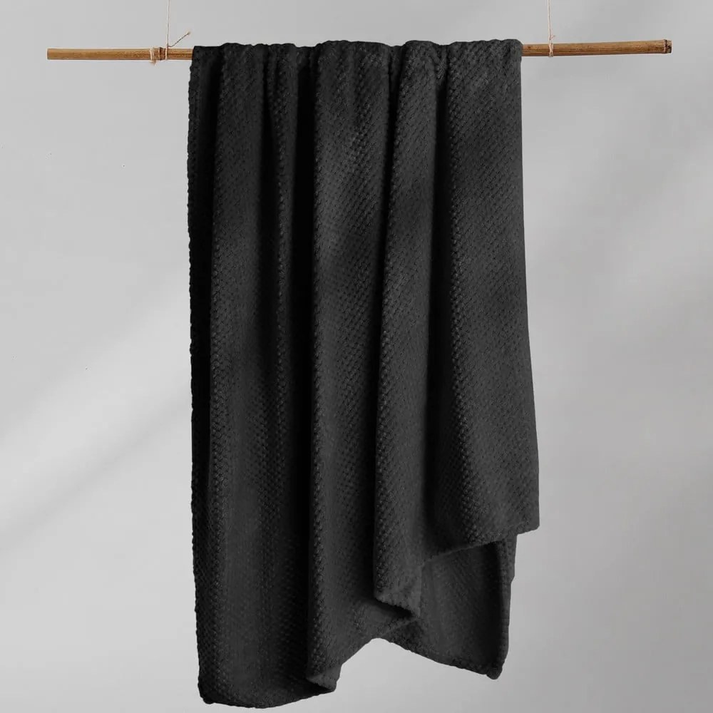 Čierna deka z mikrovlákna DecoKing Henry, 150 × 200 cm