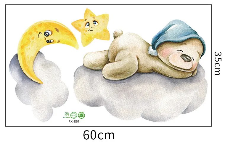 Samolepka na stenu "Macík na obláčiku" 75x30cm