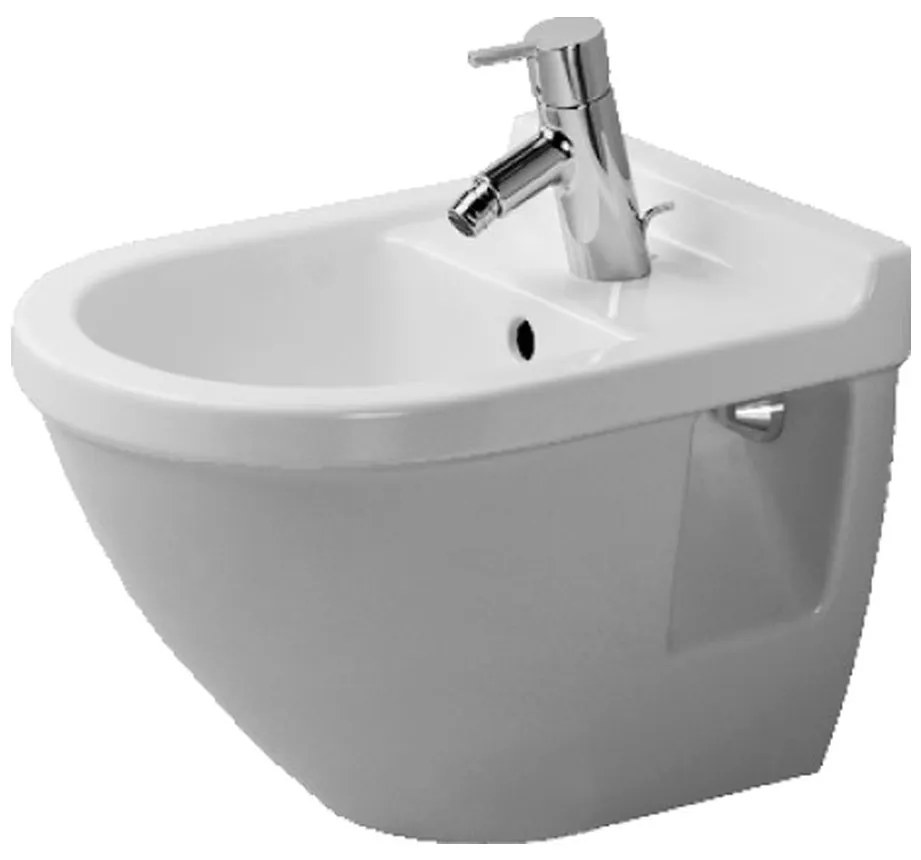 Duravit Starck 3 - Závesný bidet Compact, 1 otvor pre armatúru prepichnutý, 360 x 475 mm, biely 2231150000