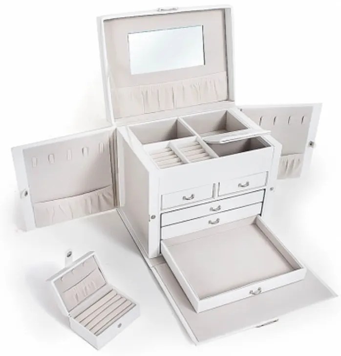 Luxusná kožená šperkovnica biela , 50600W