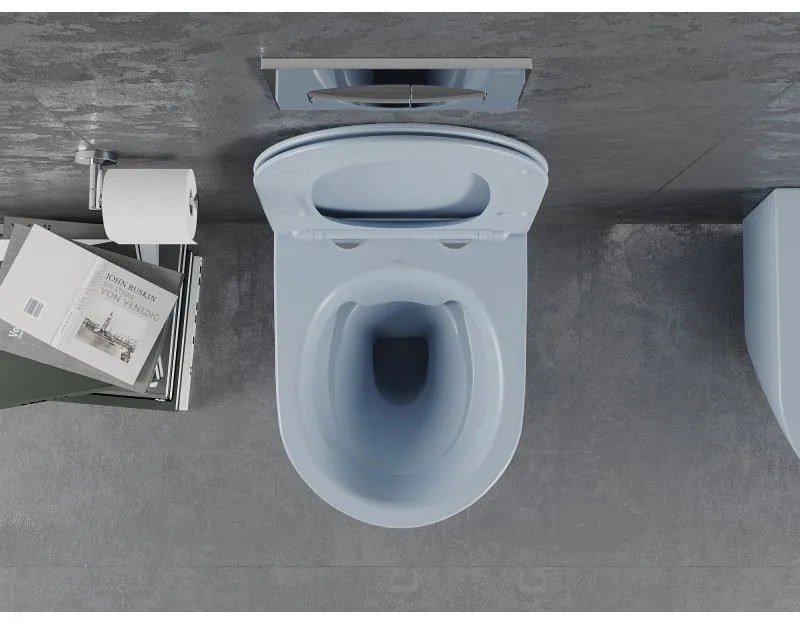 Mexen Lena, závesná toaletná misa 480x360x355 mm s pomaly padajúcim sedátkom, šedo-modrá matná, 30224069