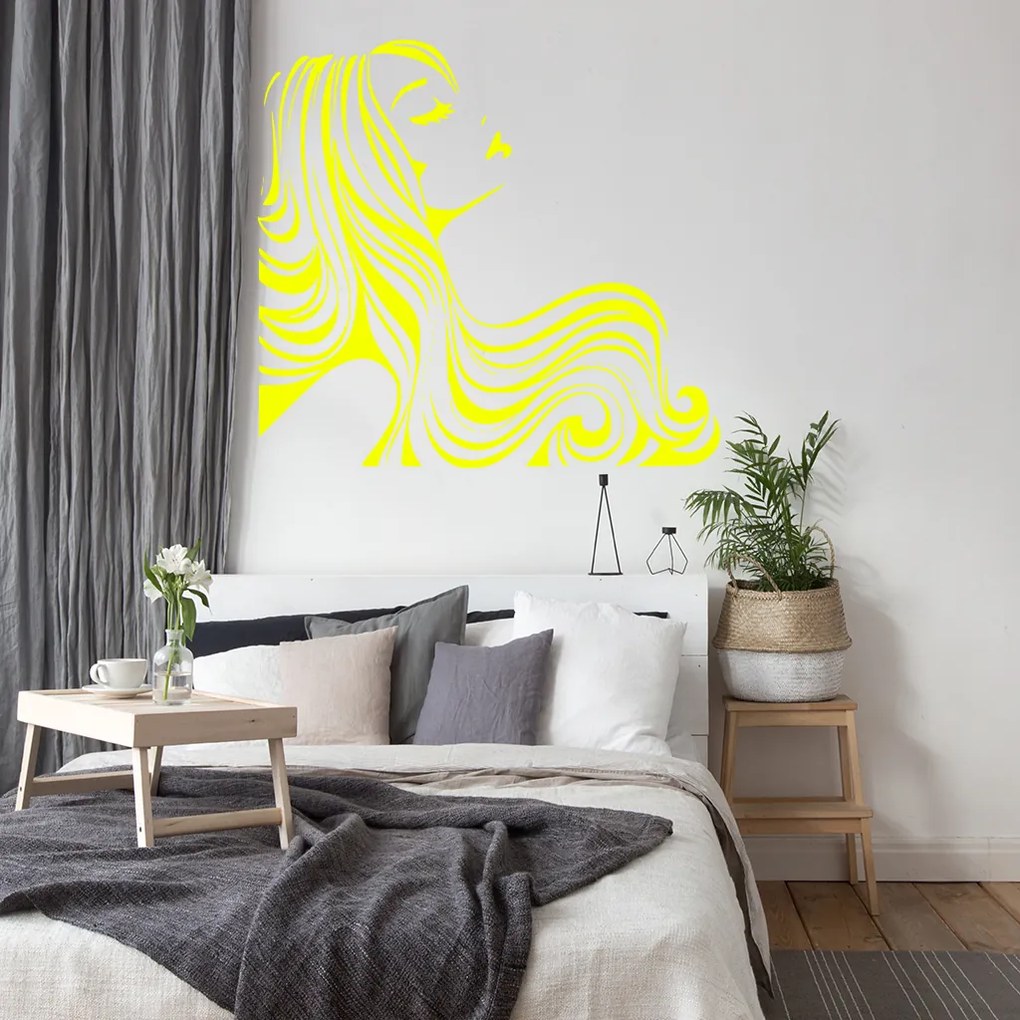 Veselá Stena Samolepka Žena z profilu Farba: fialová, Veľkosť: 80 x 74 cm