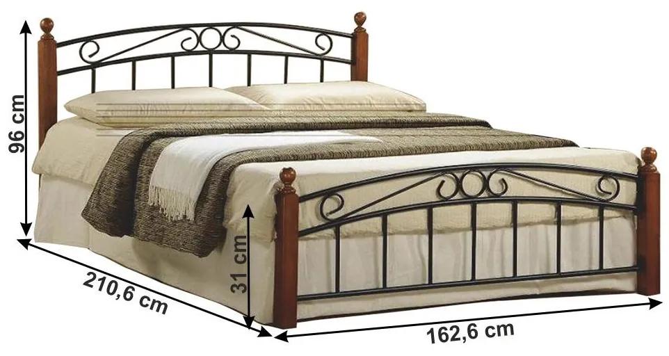 Tempo Kondela Manželská posteľ, čerešňa/čierny kov, 160x200, DOLORES