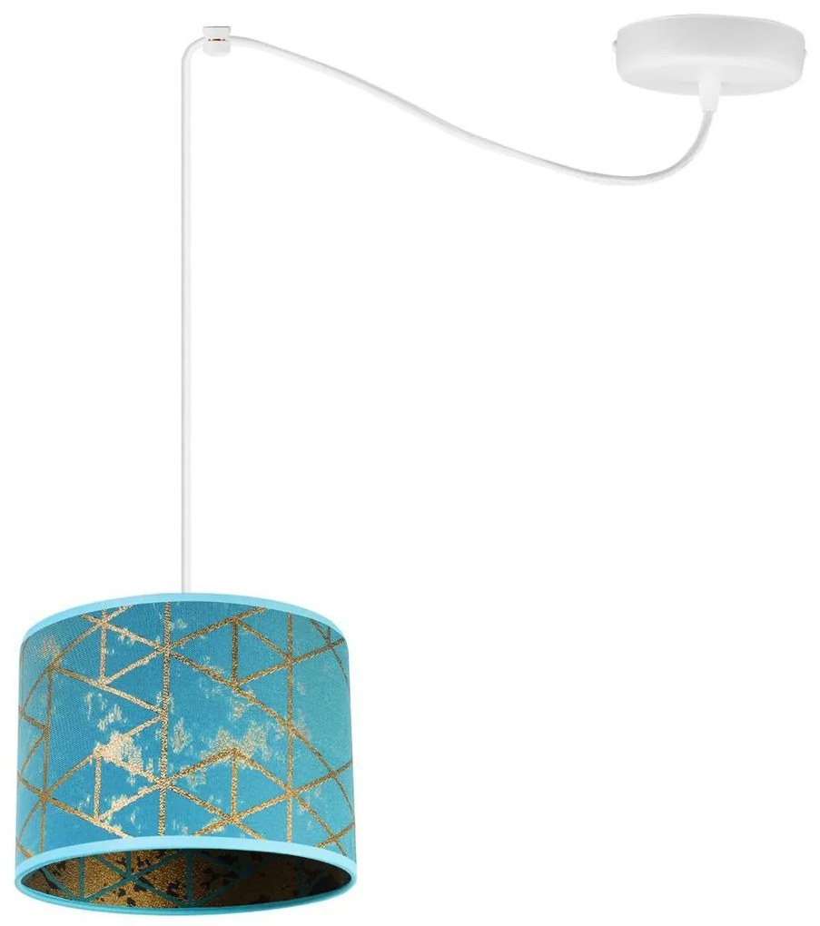 Závesné svietidlo Werona Spider, 1x modré textilné tienidlo so vzorom, (výber z 2 faieb konštrukcie), g