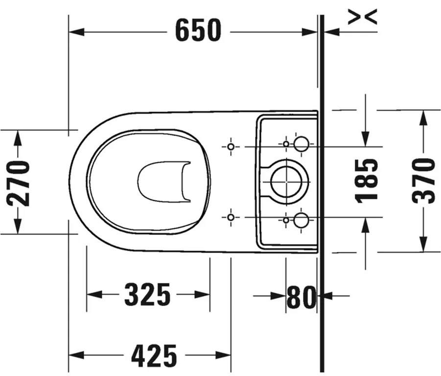 Duravit D-Neo - Stojace WC Kombi Duravit Rimless® 650x370 mm, biela 2002090000