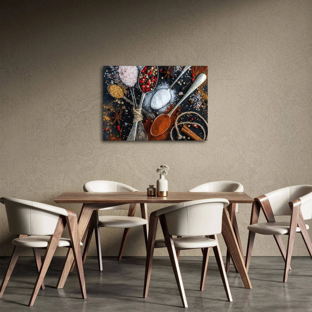 Obraz lyžíc s korením (70x50 cm)