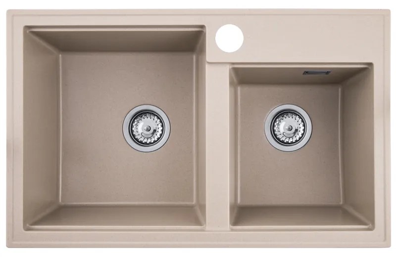 Gamma Modern 8020, 2-komorový granitový drez 795x495x210 mm, béžová, GMA-KAT00047
