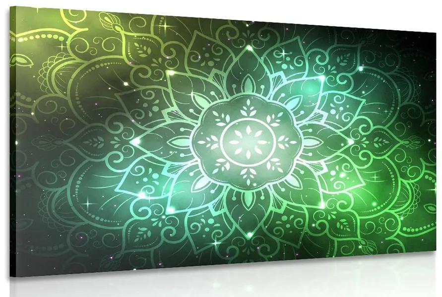 Obraz Mandala s galaktickým pozadím v odtieňoch zelenej Varianta: 120x80