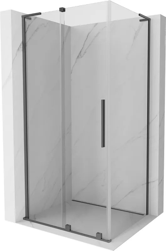 Mexen Velar L, sprchový kút s posuvnými dverami 110 x 120 cm, 8mm číre sklo, brúsený grafit, 871-110-120-03-95