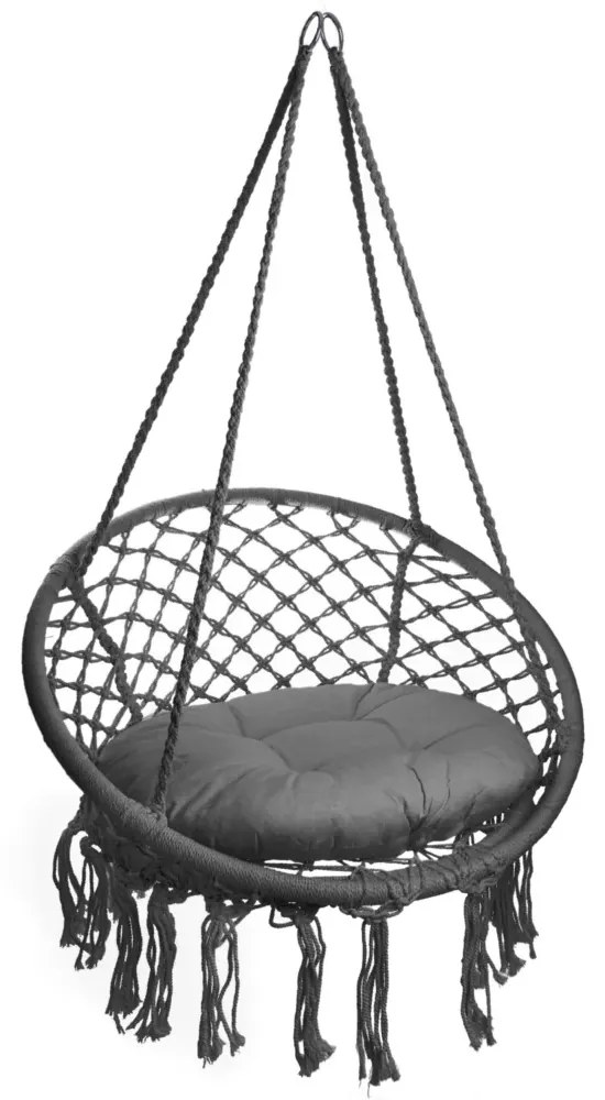 Tmavo sivé závesné kreslo KOLUMBIA s vankúšom