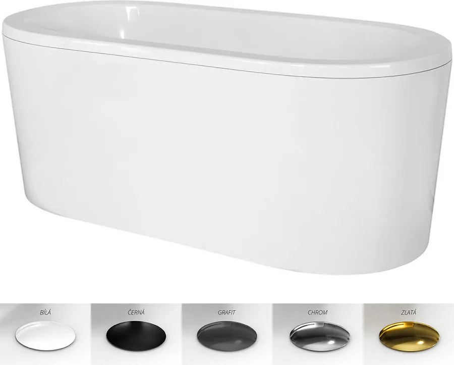 Besco Voľne stojaca vaňa zo sanitárneho kompozitu Victoria CC/BP 160x75, bez prepadu BESCO-Typ výpuste: Alcaplast Click-Clack s horným čistením, biel…