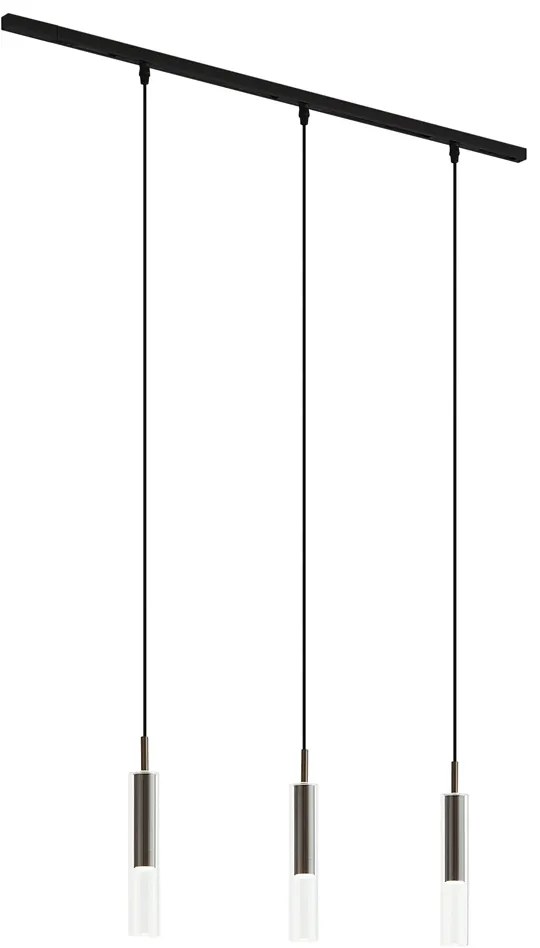 Moderný koľajnicový systém čierny s 3 závesnými svietidlami tmavý bronz 1-fázový - Slimline Loyce