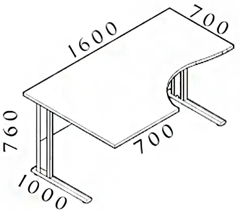 Ergonomický stôl Visio 160 x 100 cm, ľavý, čerešňa