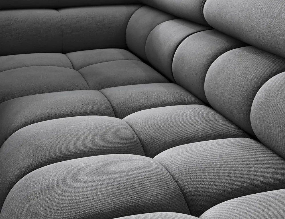 Tmavosivá zamatová rozkladacia/s úložným priestorom rohová pohovka (ľavý roh/do L) Ferucce – ELTAP