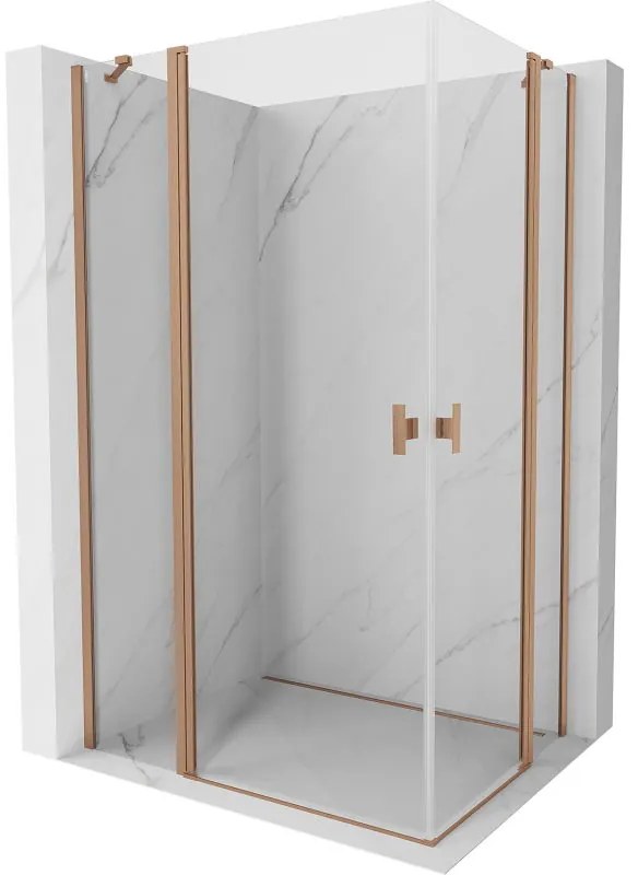 Mexen, Mexen Mist Duo výklopný sprchový kút 115 x 75 cm, transparentný, brúsená meď - 8A4-115-075-65-00