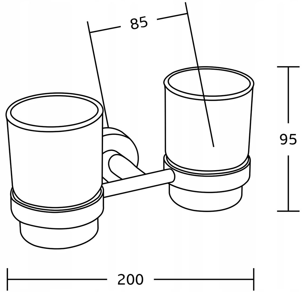 Závesný dvojitý okrúhly držiak kefiek MEXEN TIBER - kov / sklo - čierny matný, 7050552-70