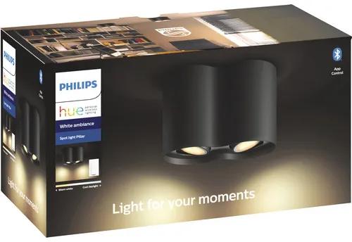 LED bodové svietidlo Philips HUE 8719514338425 Pillar 2x 5W 2x 350lm 2200-6500K čierne s diaľkovým ovládaním