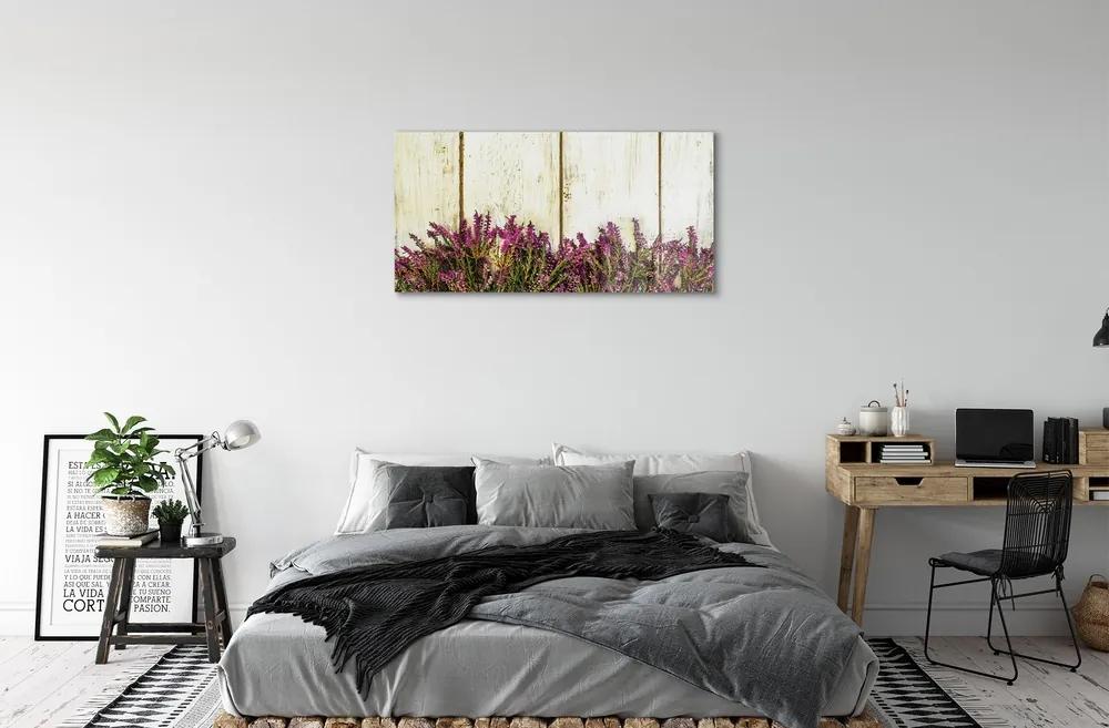 Sklenený obraz Fialové kvety dosky 125x50 cm
